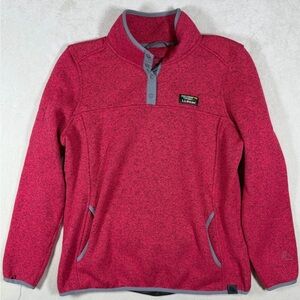 L.L. Bean Large Regular Fit Red Fleece Pullover Front Box Logo Better Sweater